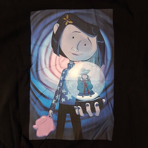 Coraline movie doll button eye graphic hoodie heavy duty thick comfy new Small - Picture 8 of 9